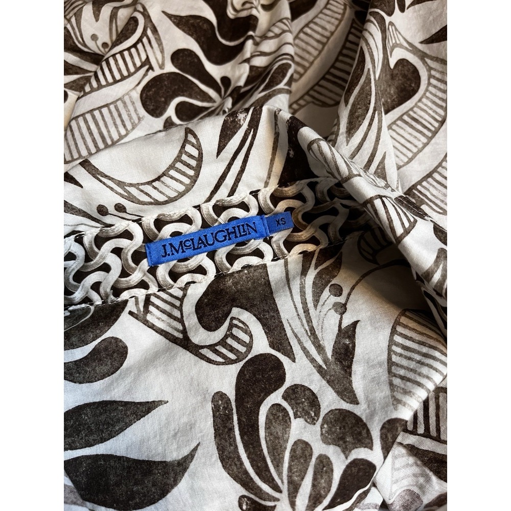 J. McLaughlin Shirt Size XS Brown Floral Paisley Button Up Long Sleeve - Picture 4 of 5